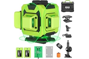 IMAYCC Laser Level, 3D Green Laser Level Self Leveling 12 Lines Cross Horizontal & Vertical 3x360° for Construction with Remote Control, Rechargeable Battery, Charger and so on