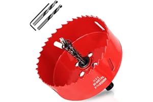 KACNON Seghe a Tazza Bi-Metallica 95 mm, M42 HSS Sega A Tazza Trapano, con Adattatore Esagonale e Punta di Centraggio, per Forare Plastica, PVC, Legno, Fibra di Legno, Metallo Dolce, Rosso