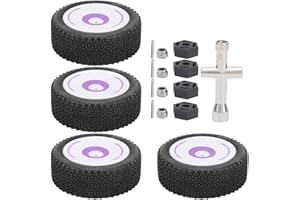 VGEBY Neumáticos RC de Goma de 4 Piezas, Juego de Ruedas y neumáticos Delanteros Traseros RC a Escala 1/12 compatibles con Coches de Control Remoto WLtoys 124019