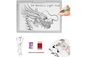 TOHETO A4 Ricaricabile Lavagna Luminosa per Disegnare con Supporto Innovativo e Clip Superiore, Scatola Luminosa di Tracciamento Luminosità Dimmerabile Lavagna Luminosa LED Light Pad Board Box(Grigio)