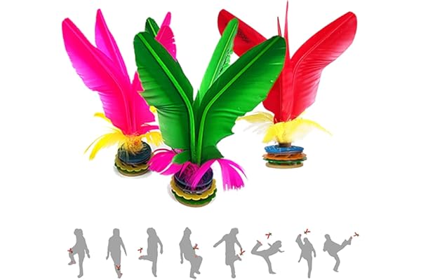 Jastown Volant de kick, volant de pied, Jianzi chinois, ballon de football en plumes assemblées, volant coloré pour exercice de pied, ballon de sport en plein air ou intérieur