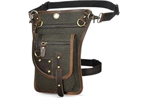 Handadsume Tela Resistente All'acqua + Vera Pelle Moto Equitazione Travel Coscia Borsa per Gambe Marsupio in Vita Per Gli Uomini Donne FB2141