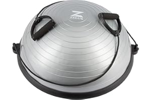 ‎ZELUS ZELUS Balance Ball Trainer Anti-Rutsch Balance Ball Halbkuge mit Widerstandsbändern Gymnastikball für Yoga Fitness, Krafttraining, Core Training, Gleichgewichtstraining