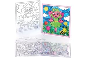 Baker Ross FC699 Feen Sonnenfänger Bastelset - 4 Stück, Buntglas Effekt für Kinder zum Bemalen, Basteln und Ausstellen, Mittel