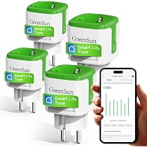 GreenSun Prise Connectée Extérieure Étanche 16A Type E - Smart WiFi Alexa, Compteur Énergie, Programmable IP44