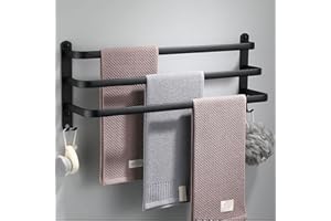 NVDSIVEE Towel Rack Holder Wall Mounted Space Aluminum Towel Rail Towel Bar Stands for Bathroom Hotel Kitchen (50cm, Black 3 Layer)
