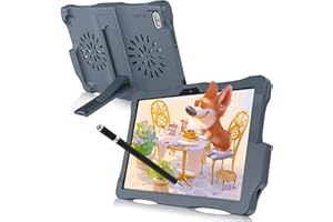 KINSTONE Tablet dziecięcy z systemem Android 12, tablet PC 10 cali, tablet z etui i rysikiem, Quad-core, tablet 3 GB RAM 64 GB ROM (TF 256 GB) akumulator 6000 mAh, aparat 2 MP + 5 MP, IPS FHD 1280 x 800,5 G
