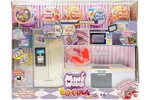 Bizak Mini World Playset Cocina con 5 Bolas, Set de Cocina de Juguete en Miniatura con Electrodomésticos y Accesorios, Niños y Niñas +6 Años (64502007)