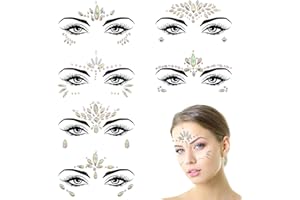 SPOKKI 6 Nachtleuchtende Gesicht Edelstein Temporäre Tattoos, Wasserdicht Temporär Strass Aufkleber, Glitzer Gesicht Strasssteine, Gesicht Glitzersteine Festival Schmuck für Party Karneval