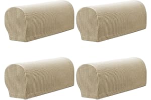 GEOCANG Armchair cover, non-slip armchair, sofa armrest protector, for furniture protector,Set of 4(Beige)