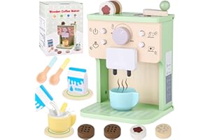 Macchina Caffè Giocattolo Teoryieer, Macchina da Caffè in Legno per Bambini , Set Cibo Finto Giocattolo per Cucina Bambini, Regali per Compleanni,Halloween,Natale per bambini dai 3/4/5 anni in su