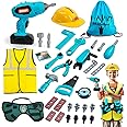 Mahduo Kids Tool Set, 43 PCS Construction Toys Tool Kit with Builder Worker Vest, Hard Hat, Toy Drill, Toddler Tool Belt, Pretend Play Kids Toys Gifts for Boys Girls Age 3 4 5 6 Years Old