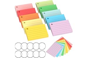 Chiluxendo 1000 Blätter Karteikarten A8, Moderationskarten, Lernkarten Flashcards, Vokabelkarten Bunt, Karteikarte mit 10 Binderingen, für Unterwegs Lernen Notizen Schule Büro Zuhause(10 Farben)
