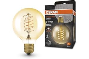 OSRAM Vintage 1906 Lampa LED ze złotym odcieniem, 7W, 600LM, kształt kulki z średnicą 80 mm i gniazdo E27, ciepły biały kolor, spiralny filament, przyciemniony, do 15 000 godzin życia