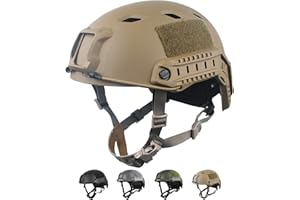 LOOGU Airsoft Ops Core Casque de protection tactique (type Fast BJ & PJ) avec coussinets et rails latéraux pour les loisirs, l'extérieur, le paintball