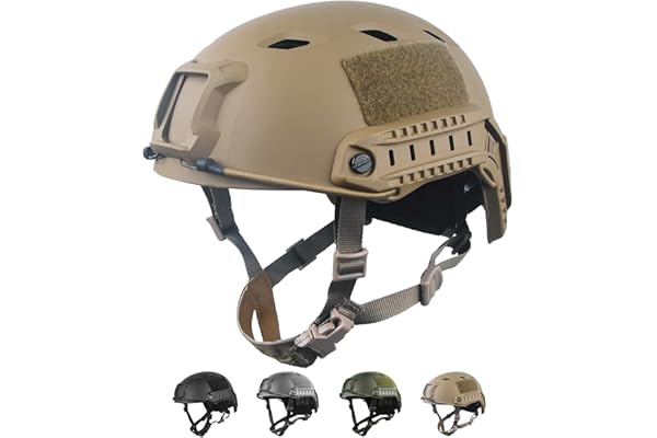 LOOGU Airsoft Ops Core Casque de Protection Tactique (Fast BJ & PJ) avec Coussinets et Rails latéraux pour Les Loisirs, l'extérieur, Le Paintball