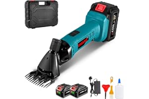 ONEVAN Cordless Sheep Shearing Clippers - 200W Motor, 6 Speeds, 2400 RPM, 13-Tooth Blade, Blue, Unisex, Farmers/Livestock Owners, Sheep and Goat Shearing