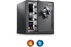 SENTRY SAFE SentrySafe Fireproof and Waterproof Steel Home Safe with Dial Combination Lock, Secure Documents, Jewelry and Valuables with Bolt Down Kit, 34.8 Litres, 17.8 x 16.3 x 19.3 Inches, SFW123DSB