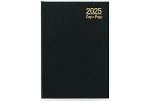 IMPRINT PRESS Imprint 2025 Premium Quality A4 Day to Page Diary with Full Page of Saturday & Sunday, Hardback Desk Diary with Ribbon Marker, Planner Organiser Diary (Black)