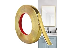 Hengrongshen Molduras Decorativas Autoadhesivas Oro Mate (12M x 2cm) Despegar y Pegar, Tiras de Pared de PVC Flexibles, Ideales para Paredes, Espejos, Techos, Suelos, Armarios, Azulejos