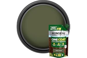 Ronseal One Coat Shed & Fence Pouch Forest Green 950ml - Mix with Water to Make 5 Litres of Paint for Effortless Coverage and Long-Lasting Protection