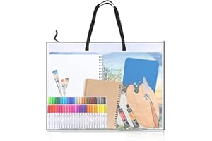 NCOALE Art Folder Carry Bag Storage Portfolio Case 25X19in Folder for Artwork Transparent Handbag with Zipper and Handle Art Bags for Artists Posters Painting Bulletin Boards