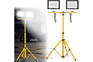 ‎FIVMEN FIVMEN Baustrahler 2x100W 8500LM LED Strahler Arbeitsleuchte mit Stativ und 3m Kabel Stecker Baulampe Flutlicht Kaltweiß Wasserdicht IP66 für Garage Werkstatt Baustelle