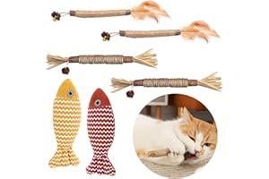 PARASTAR 6 Pezzi Giocattoli di Erba Gatta,Bastoncini Erba Gatta Naturale,Bastoncini da Masticare per Gatti,Pesce Giocattolo All'erba Gatta 21 cm,Gioco per Gatti per Far Giocare e Gatti Rimuove il Tartaro