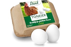 HÜHNER Land œufs en Argile pour Poules 6 pièces - Aide à l'incubation, œufs en plâtre Poules, œufs de nid réalistes, œufs de Ponte pour l'aide à l'incubation, œufs de Poule artificiels