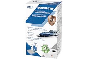 ‎WM AQUATEC WM aquatec Hygiene-Trio HGT-40 | Wasserhygiene Komplett-Set für Tanks bis 60L | Reinigung, Entkalkung, Desinfektion & autom. Wasserkonservierung | für Caravan, Wohnmobil & Boot | Made in Germany