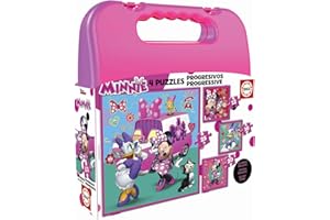 Educa - Disney Mickey Top Départ Malette Puzzles Progressifs Minnie et The Happy Helpers (12-16-20-25), 17638, Cranberry
