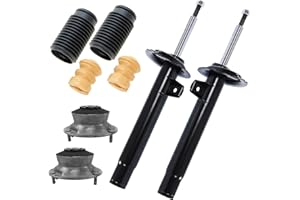 ATEC GERMANY 2x Amortiguador de gas a presión puntal delantero bitubo incl. cojinete del puntal y juego de protección contra el polvo, compatible con BMW 3 (E46), 3 Touring (E46)