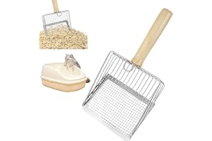 FHISKUNYU, Pala arenero Gato, Pala de Metal con Mango Largo, Pala Profunda Grande, Adaptable a Arena colectiva para Gatos, Distancia de Orificios de 7 mm