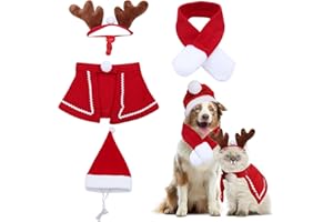 Primasage 4 Pezzi Vestito Natale Cane, Design Regolabile Costume Natale Gatto, Gioco di Ruolo per Animali Domestici, Vestito Natalizio per Animali Domestici Adatto a Cani di Piccola Taglia e Gatti