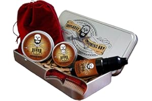 THE BEARD AND THE WONDERFUL Metal Tin Packed Beard Grooming Kit for Men - Set of 6 Pieces with Premium Care Essentials - Beard Wax, Beard Balm, Beard Oil, Beard Comb with Gift Bag - Cedarwood Scent