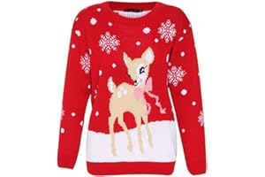 Girlzwalk Unisex Kids Baby Deer Christmas Jumper Girls Knitted Bambi Xmas Jumper