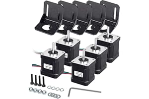 Mcwdoit 5 Pcs Nema 17 Stepper Moteur 1.7A 0.59Nm 84oz.in 47mm Body w/1m 4Pins Câble + 5 Pcs NEMA 17 Moteur pas à pas Support pour imprimante 3D / CNC