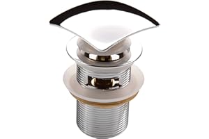 HYDROBIL Bouchon Escamotable de Lavabo pour Salle de Bains, 5/4" Bonde Métal Carrée Click/Clack Push Pop avec Trop Plein, Bouchon Compact - Une Solution Confortable et Élégante