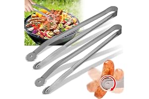 QUIXION 2Pcs BBQ Sausage Turning Tongs, New Stainless Steel Hot Dog Turning Tongs for Cooking, Grillers Grill Tongs for BBQ Sausage, BBQ Turning Tongs Bacon, Steak, Meat, and Vegetables Outdoor Gatherings.