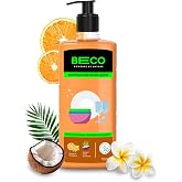 Beco Dishwash Liquid 750 ml, Coconut based Surfactants with Orange Extracts, Natural