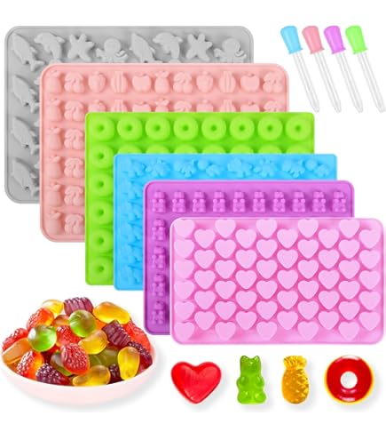 Mini-Silikonformen Für Gummibärchen - 4-teilig, Antihaftbeschichtet, Lebensmittelecht