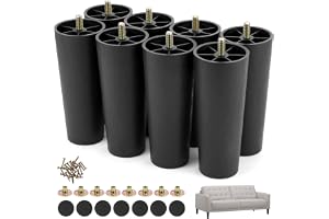 QWORK® 8 stycken möbelben, 150 mm soffben i plast med muttrar och halkfria kuddar, för soffor, stolar, gör-det-själv