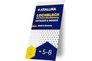 ATALLIKA Lochblech Aluminium Rv 5-8 beschichtet [Reinweiss, 550x450 mm] - 2mm dickes Rundloch-Blech 5mm/8mm mit beidseitiger Pulverbeschichtung [Outdoor & Indoor] - präziser Zuschnitt aus Deutschland
