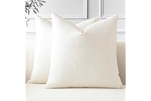 JOTOM Juego de 2 Fundas de Cojín 40x40 cm Lino Crema Fundas de Almohada Decorativas 16x16 Pulgadas Cuadradas Funda de Cojín Decoración del Hogar para Sofá Cama