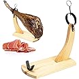 IULAEF HAM STAND KIT Spain - Jamon Holder For Spanish Iberico Ham And Italian Prosciutto -with Nonslip Pad - Beautiful Kitchen Stand For Serrano Ham (Wood Style)