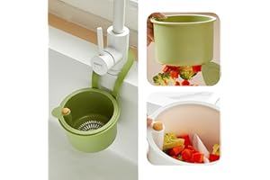 GESMAY Sink Strainer Basket, Faucet Hanging Filter Basket, Self-Cleaning Push-Type Automatic Dump Kitchen Sink Food Waste Collector, Kitchen Hanging Sink Drain Basket, with Detachable Base (Green)