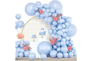 LUOBITO Palloncini Azzurri, 120 Pezzi Kit Arco Palloncini Blu Pastello, 18 12 10 5 Pollici Ghirlanda Palloncini Compleanno Matrimonio Battesimo Bambino Laurea Festa Decorazioni