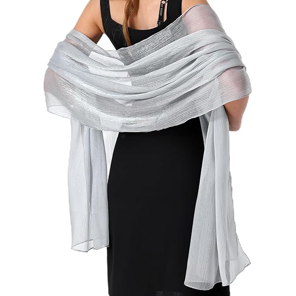 World of shawls zijdeachtige, iriserende omslagdoek, stola, sjaal voor bruiloften, bruidsjurken, bruidsmeisjes en avondkleding, gala's en feesten., grijs