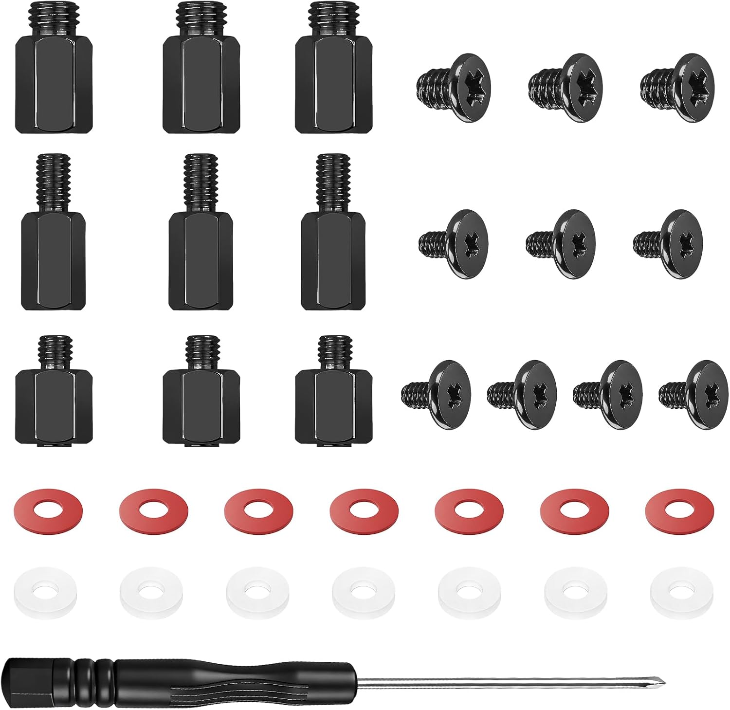 IEAWISL M.2 SSD Screws Kit, NVMe Screws for ASUS MSI Gigabyte Asrock Motherboard, 34Pcs M.2 SSD Screws Standoffs for Laptop PC Repair & DIY, Screwdriver Included (Black)