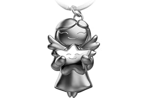 FABACH Portachiavi Angelo custode, portachiavi in metallo con ciondolo a forma di angelo con una stella